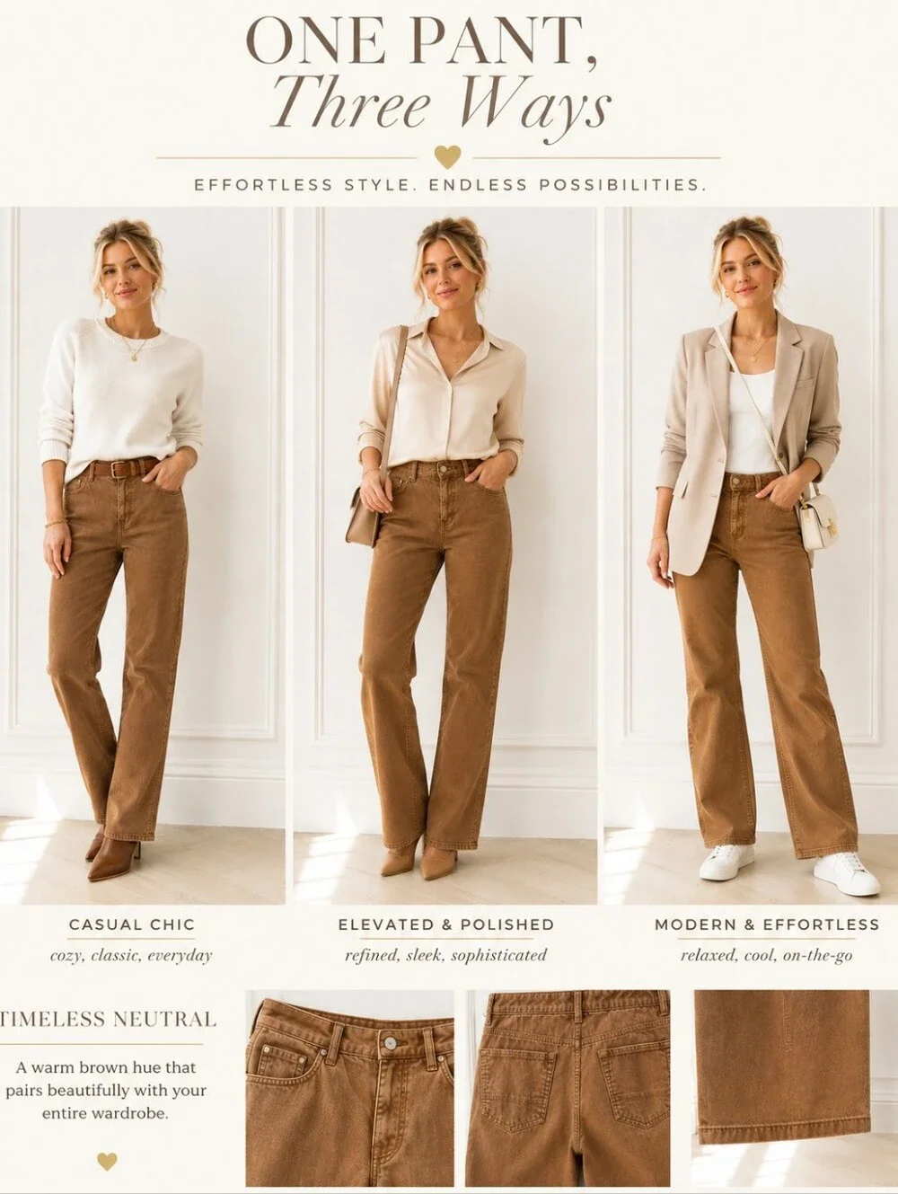 Lands' End Brown Bootcut Corduroy Pants Size 29 | Mid Rise Stretch - Picture 3 of 8